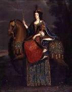unknow artist Portrait of Queen Marie Casimire in coronation robes on horseback. oil painting reproduction
